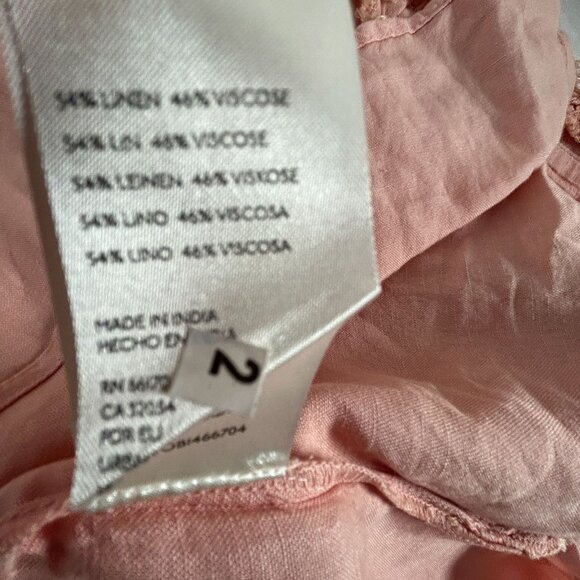Pilcro Women Pink Linen Blend Long Sleeve Button-Up Ruffle Trim Shirt Large NOWT - Picture 5 of 8